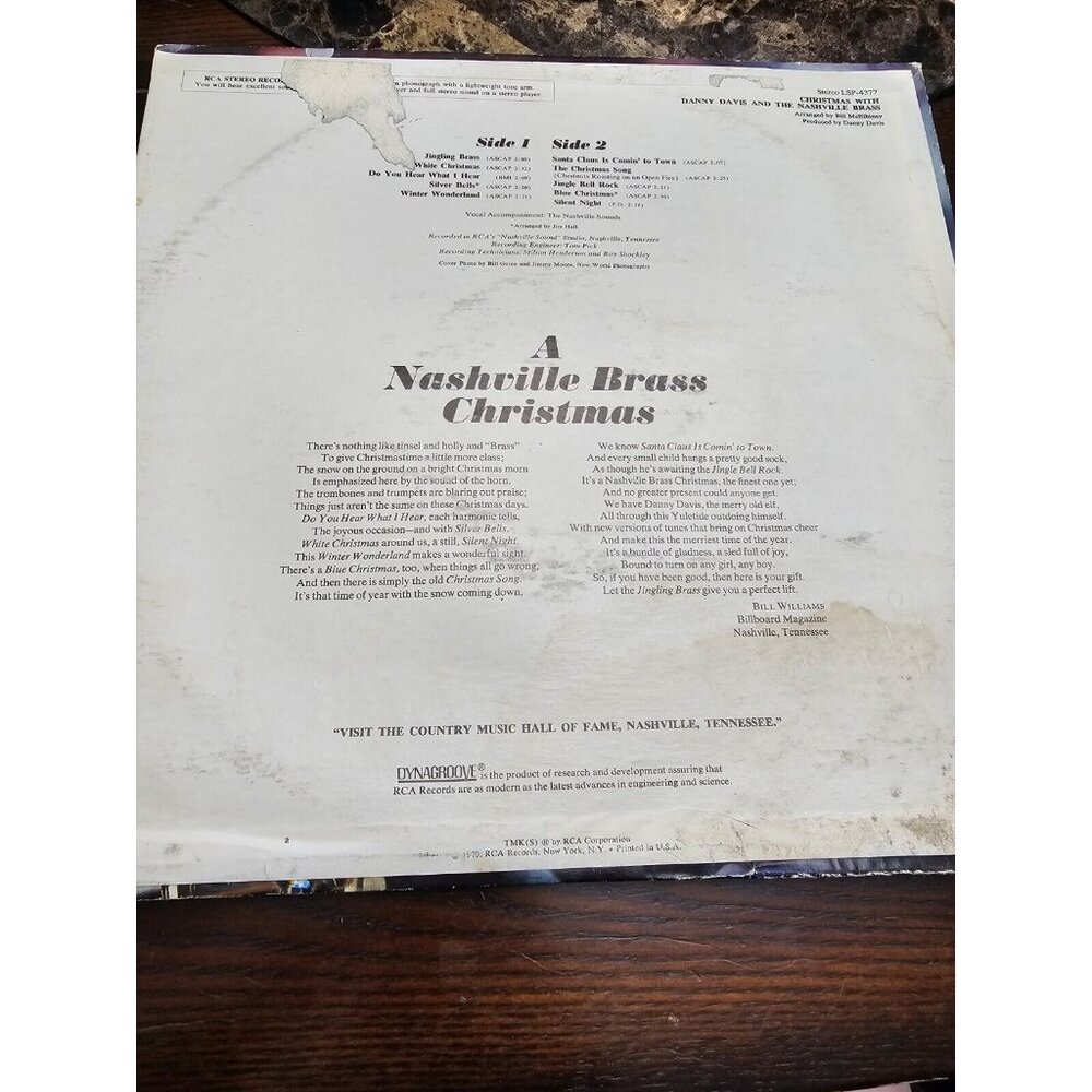 Christmas With Danny Davis & Nashville Brass LP Vinyl Record 1970 - Picture 2 of 4